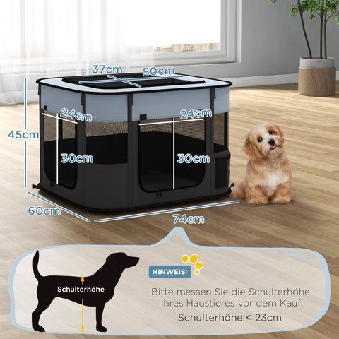 Rootz Foldable Pet Play Run - Pet Enclosure - Puppy Playpen - Ventilated & Stable - 74cm x 60cm x 45cm