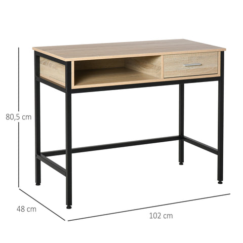 Rootz Desk with Storage Space - Industrial Office Table - Workstation with Drawer - Durable Design - 102 x 48 x 80.5 cm