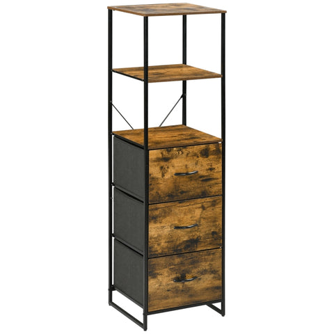 Rootz Freestanding Storage Shelf - Dresser - Clothing Rack - Organizer - Industrial Style - 44cm x 40cm x 155cm