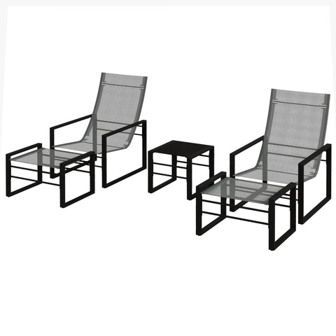Rootz 5 Piece Garden Furniture Set - Patio Set - Outdoor Seating - Rust-Resistant - Armchair 66x82.5x95cm, Table 45x45x40cm, Stool 66x45x40cm