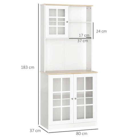 Rootz Kitchen Buffet - Kitchen Cupboard - Display Cabinet - Elegant Design - 80cm x 37cm x 183cm