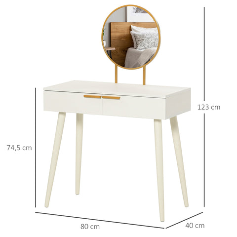Rootz Dressing Table Modern Vanity - Makeup Table - Cosmetics Table - Durable Chipboard - 80 x 40 x 123 cm