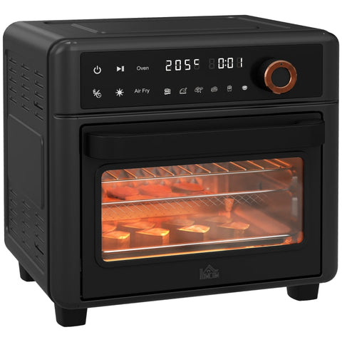 Rootz Black Mini Oven - Air Fryer - Countertop Oven - 6 Presets - Even Cooking - Saves Time & Energy - 33.5cm x 32cm x 32.5cm