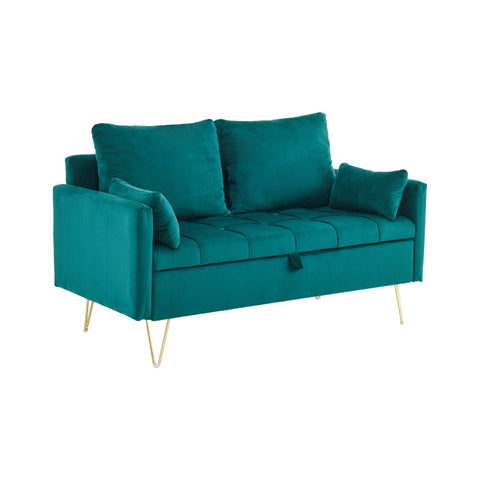 Rootz 2-Seater Velvet Sofa - Storage Couch - Lounge Sofa - Comfort & Elegant Design - 135cm x 71cm x 71cm