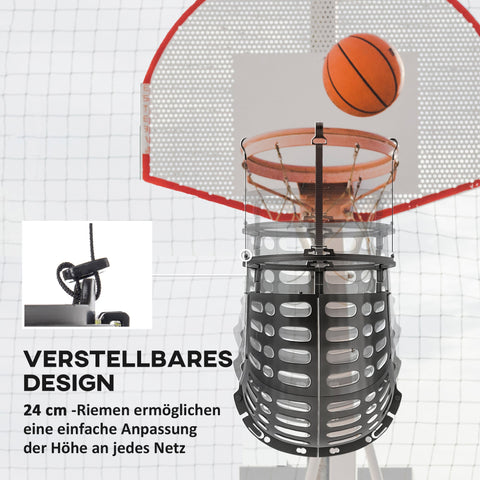 Rootz Basketball Rebounder - Return System - 360° Rotating - Height Adjustable - Enhance Skills - 35.6L x 35.6W x 75.5H cm