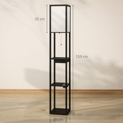 Rootz Floor Lamp - Standing Light - Tower Lamp - USB Ports & Foot Switch - 26L x 26B x 269H cm