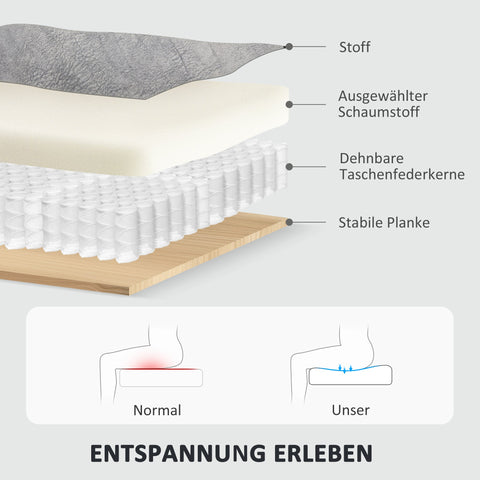 Rootz Double Seat Armchair - Relaxation Chair - Adjustable Recliner - Ultimate Comfort - 118cm x 95cm x 101cm - Grey Fabric Cover