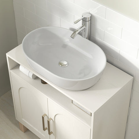 Rootz Bathroom Unit Wash Basin Cabinet - 2 Door Bathroom Storage - Adjustable Shelves - Moisture Resistant - 60x30x63 cm
