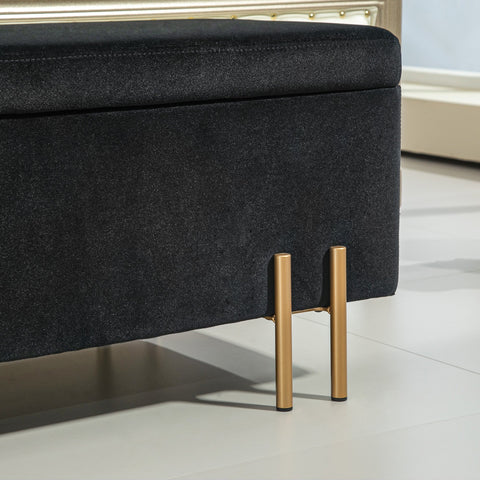 Rootz Upholstered Bench - Storage Bench - Bed Bench - Extra Storage - 100 x 40 x 42 cm - Black