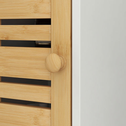 Rootz Wall Shelf with Bamboo Door - Bathroom Storage - Space Saver Cabinet - Optimize Space - 40b x 20t x 70H cm