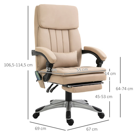 Rootz Ergonomic Massage Office Chair - Height Adjustable - Tilting Backrest - Extendable Footrest - Faux Leather - 67W x 69D x 106.5-114.5H cm