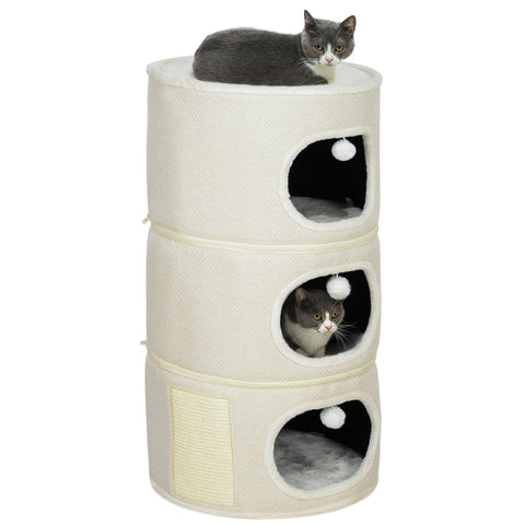 Rootz 4 Tier Cat Barrel - Cat Tower - Indoor Cat House - Scratch & Play - 51cm Ø x 100cm H