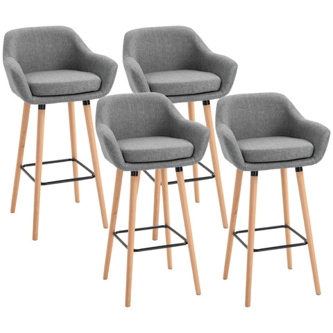 Rootz Set of 4 Bar Stools - Modern Bar Chairs - Padded Seating - Extra Comfort - 55cm x 48cm x 100cm