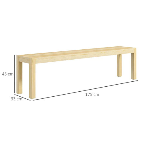 Rootz Upholstered Benches - Space 3 People - Up To 330 Kg - Pinewood - Natural -175 x 33 x 45 Cm