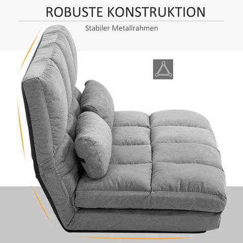 Rootz 2-in-1 Floor Chair Bed - Adjustable Backrest - Sofa Bed - High Comfort - Durable Steel Frame - 102L x 73W x 53H cm (Sofa) / 102L x 167W x 11H cm (Bed)
