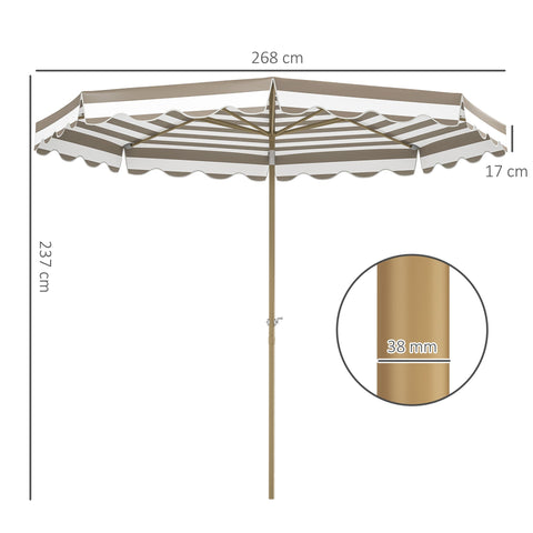 Rootz Sunshade Parasol - Outdoor Sunshade - Garden Umbrella - UV Protection 50+ - 2.68m x 2.37m - Tiltable Design - Crank System