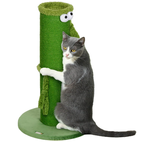 Rootz Cat Scratching Post - Kitty Scratcher - Feline Tree - Sisal Rope - Interactive Toy - 39.5cm x 63cm - Green - Chipboard & Polyester