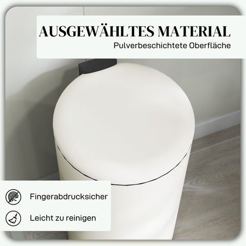 Rootz Trash Can 30L - Pedal Bin - Stain Resistant Bin - Hands-Free Use - 36cm x 30cm x 63.5cm - White