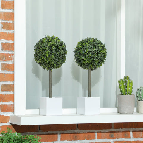 Rootz 2 Piece Set Artificial Boxwood Balls - Faux Topiary Plants - Decorative Greenery - UV Resistant - 45cm Height