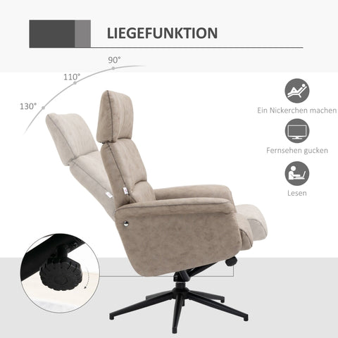 Rootz Fauteuil met Voetenbank - Fauteuil - Loungestoel - Ultiem comfort - Verstelbare rugleuning - Zacht microvezeloppervlak - 77 cm x 81 cm x 108 cm