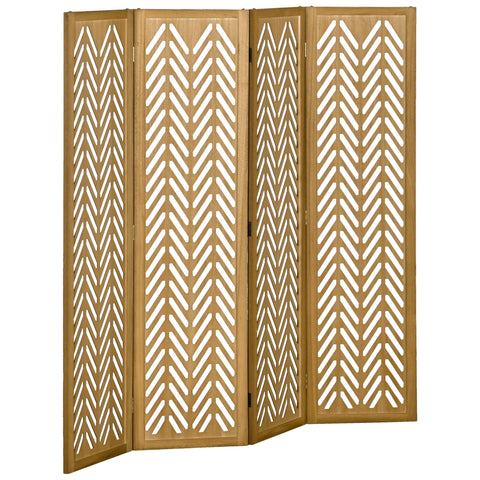 Rootz Paravent Room Divider - Foldable Interior Partition - Wooden Privacy Screen - Brown - 160cm x 170cm