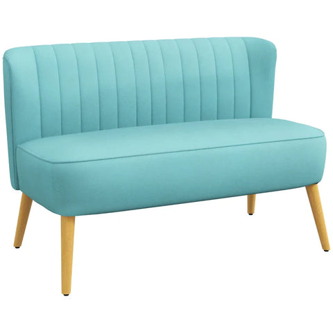 Rootz Sofa - Retro Design - 2 Seater Sofa - Wooden Legs - Wood - Fabric - Velvety Polyester - Green - 117cm x 56.5cm x 77cm