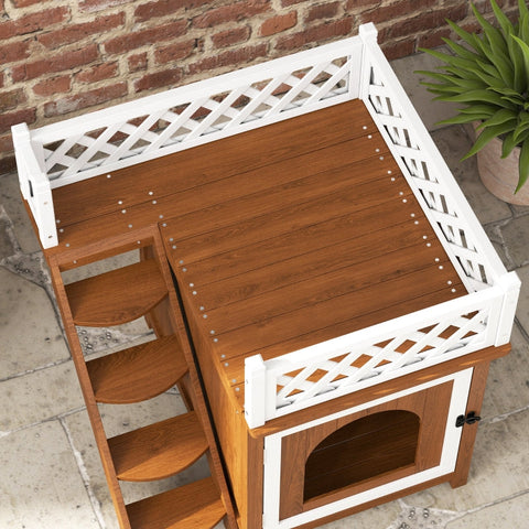 Rootz Cat Cave - Cat House - Small Animal Shelter - Cozy 2-Story Design - 67.5cm x 63cm x 68.5cm