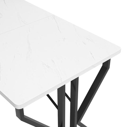 Rootz Elegant Dining Table - Marbled Table - Modern Dining Surface - Durable MDF & Metal - 119L x 70W x 75H cm