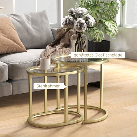 Rootz 2 Piece Set Coffee Table - Oval & Round Coffee Table - Stackable Tables - Space-Saving Design - Ø50 x 50.5h cm, 60l x 36b x 43.5h cm