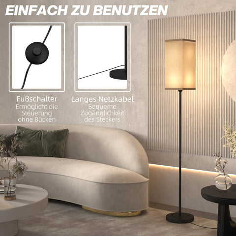 Rootz Modern Floor Lamp - Lighting Fixture - Illumination Stand - Foot Switch Convenience - 25Ø x 161.5H cm