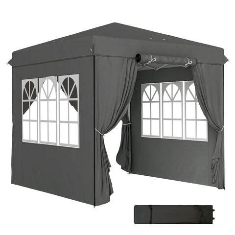 Rootz Pop Up Gazebo - Garden Tent - Outdoor Pavilion - UPF50+ UV Protection - Dark Grey - 250L x 250W x 268H cm