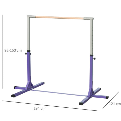 Rootz Gymnastics Stretching Rod - Height Adjustable Bar - Training Equipment - Improves Flexibility - 194cm x 121cm x 92-150cm - Steel & Wood