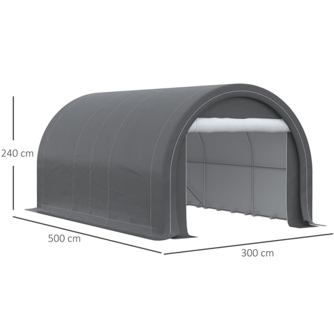 Rootz Waterproof Carport Garage - Storage Tent - UV Protection - Removable Side Walls - 5m x 3m x 2.4m - Galvanized Steel Frame