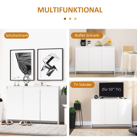 Rootz Modern Dressoir - Schoenenkast - TV-standaard - Verstelbare Planken - Kabelbeheer - Soft-Close Mechanisme - 120L x 35B x 85H cm - Spaanplaat