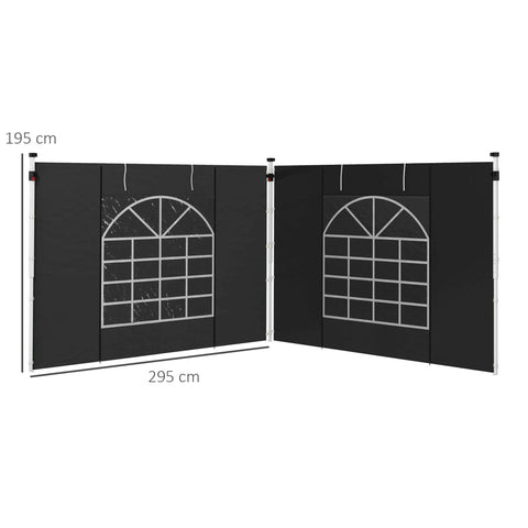 Rootz 2 Piece Side Walls for Gazebo - Side Tarpaulins - Replacement Walls - Oxford Fabric - Easy Access - 295cm x 195cm