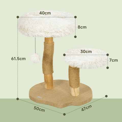 Rootz 24" Cat Tree - Cat Tower - Scratching Post - Soft Washable Bed - 50cm x 47cm x 61.5cm For Cats Up to 5kg