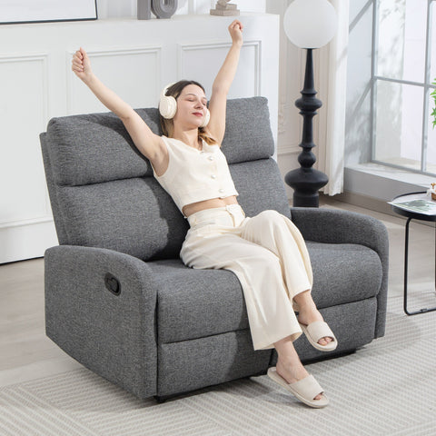 Rootz 2-Seater Sofa - Adjustable Recliner - Grey Fabric Couch - Comfortable Seating - 114cm x 98cm x 157cm