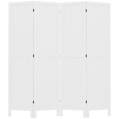 Rootz Indoor Wooden Partition Screen - Foldable Room Divider - Mobile Privacy Screen - No Assembly Required - 160 x 170 cm White