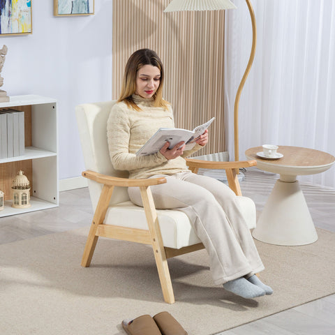 Rootz Upholstery Chair - Lounge Chair - Armchair - Luxurious Comfort with Foam Padding - White - 65cm x 80cm x 83cm