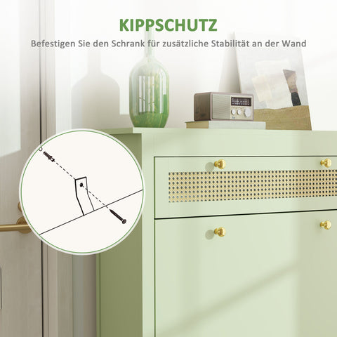 Rootz Shoe Cabinet - Shoe Chest - Shoe Storage - Organizes 12 Pairs - 88 x 30 x 120 cm - Green