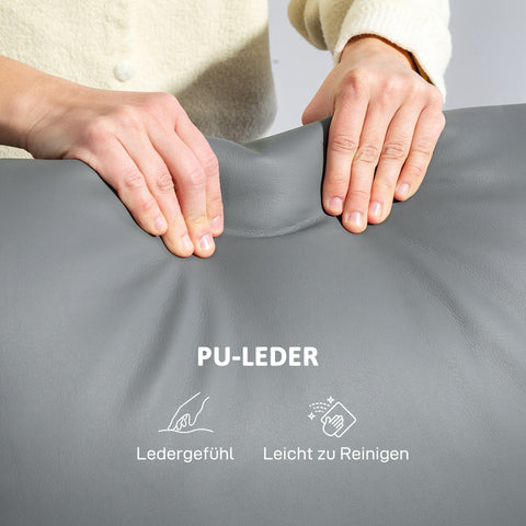 Rootz 3-Seater Sofa - Couch - Lounge Sofa - Comfortable Support - Grey Synthetic Leather - 205cm x 89cm x 102cm