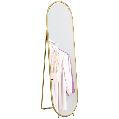Rootz Full-Length Mirror - Standing Mirror - Rustproof Metal Frame - Elegant Oval Shape - Clear Reflection - 40cm x 41cm x 159cm