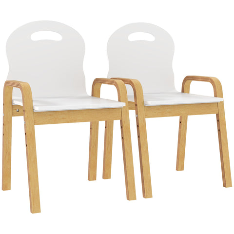 Rootz Children's Wooden Chair Set - Kids Adjustable Chairs - Toddler Seating - Ergonomic Support - Non-Slip, White, 39x34x49.5-61.5cm, 2 Pieces