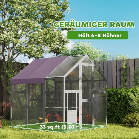 Rootz Chicken Enclosure - Chicken Coop - Poultry House - Waterproof Roof - 1.7 x 1.8 x 1.8m - For 6-8 Chickens