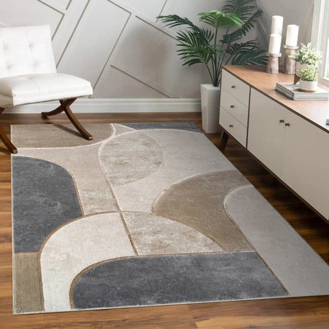 Geometric & Botanical Pattern Rug – Soft, Durable Short Pile – Elegant Design