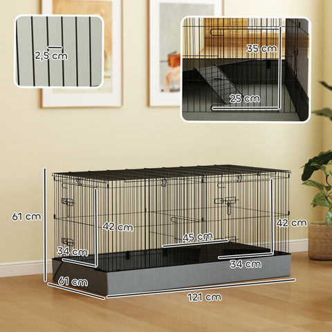 Rootz 2-in-1 Dwarf Hamster Cage - Small Animal Cage - Pet Enclosure - Waterproof Fabric - 121cm x 61cm x 61cm