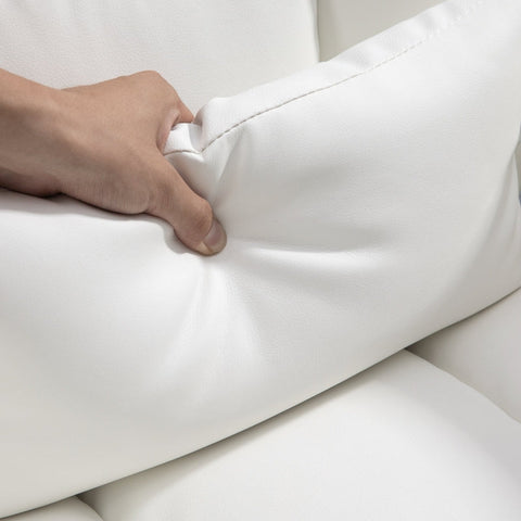 Rootz Office Chair - White Faux Leather - Adjustable Height - Tilting Backrest - Removable Lumbar Cushion - 69W x 65D x 107-115H cm