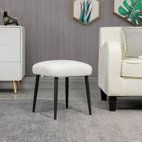 Rootz Cashmere Look Footstool - Cream White - Accent Chair - Additional Seating - Elegance and Comfort - 42cm x 42cm x 47cm
