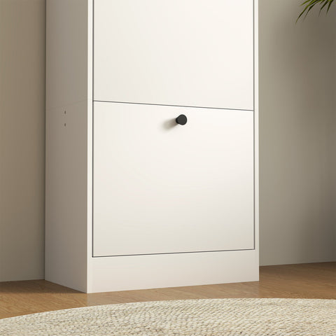 Rootz Shoe Cabinet - Shoe Shelf - Footwear Organizer - Space-Saving - White Chipboard - 47cm x 28cm x 115cm