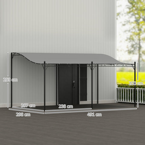 Rootz 3x5m Pergola - Garden Canopy - Outdoor Pavilion - Waterproof Tarpaulin - Metal Frame - 491cm x 298cm x 200/253cm - Stability & Elegance